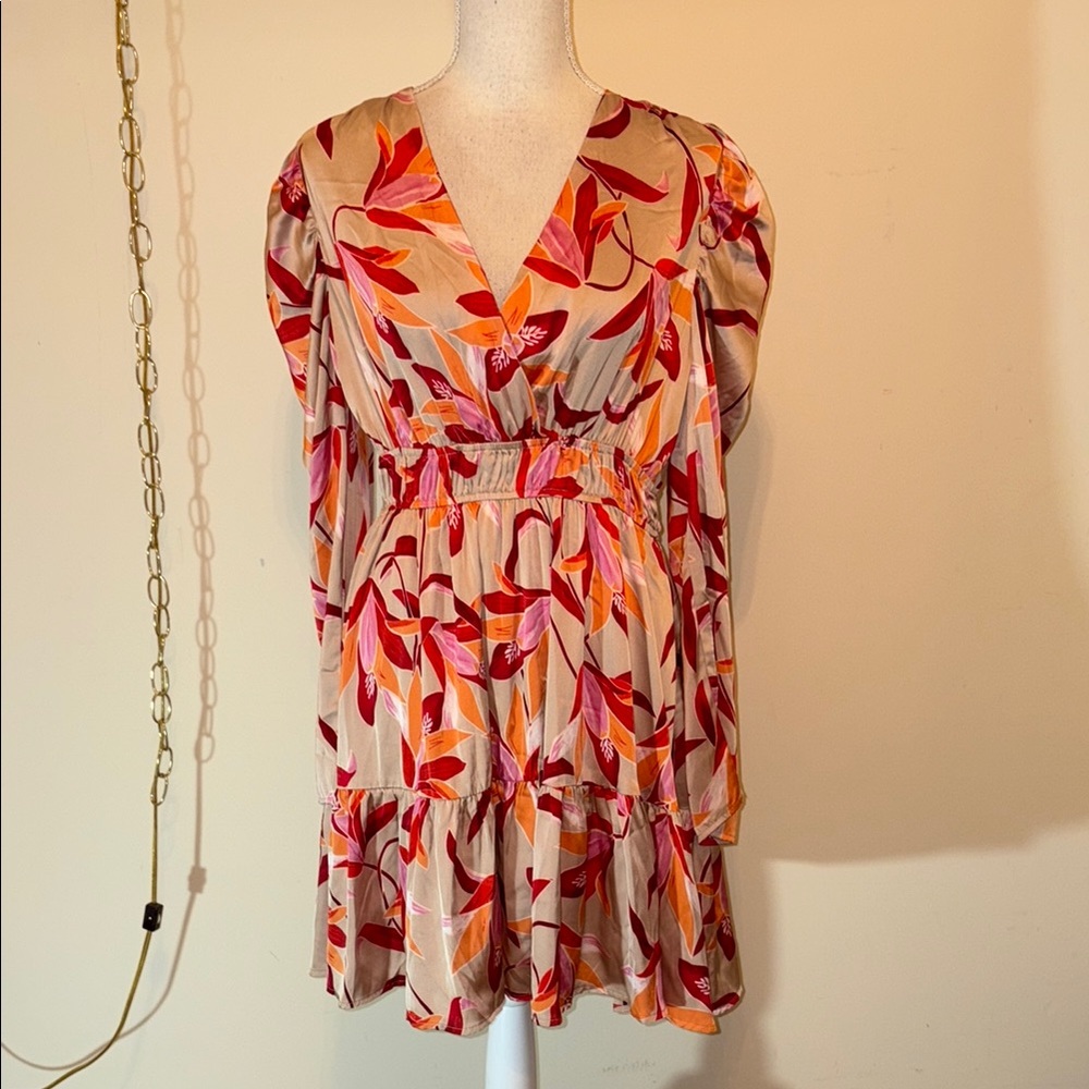 Entro v neck floral long sleeve mini dress - Picture 2 of 7